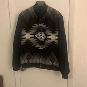 Lucky Brand x Pendleton size Large Black Wool Bomber Jacket